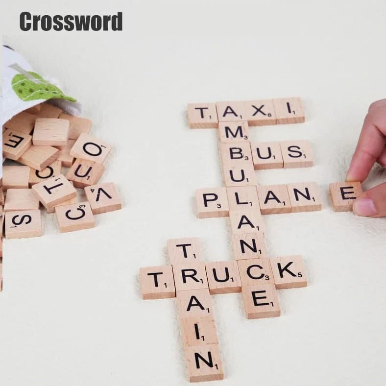 Alphabet Learning Spelling Game - 100 Pieces Educational Wooden Letters Set - Thumbnail 4