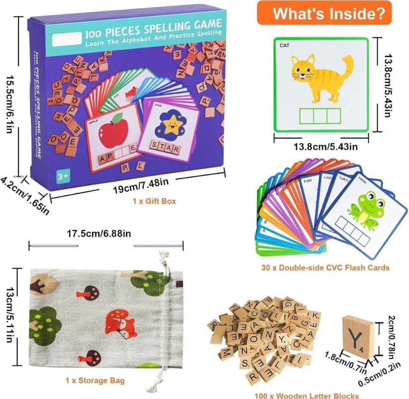 Alphabet Learning Spelling Game - 100 Pieces Educational Wooden Letters Set - Educational Toys | High-quality die-cast toy model | TODDY'S TOYS